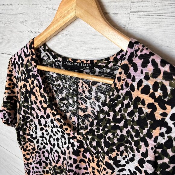 Veronica Beard Shirt Womens Size Small Colorful Leopard Print 100% Pima Cotton - Picture 5 of 10